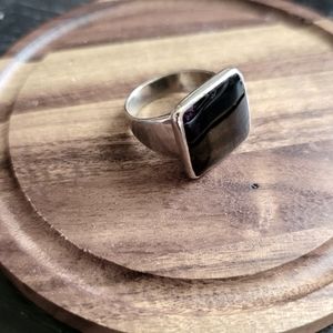 Vintage Sterling Silver and Onyx Ring • size 6